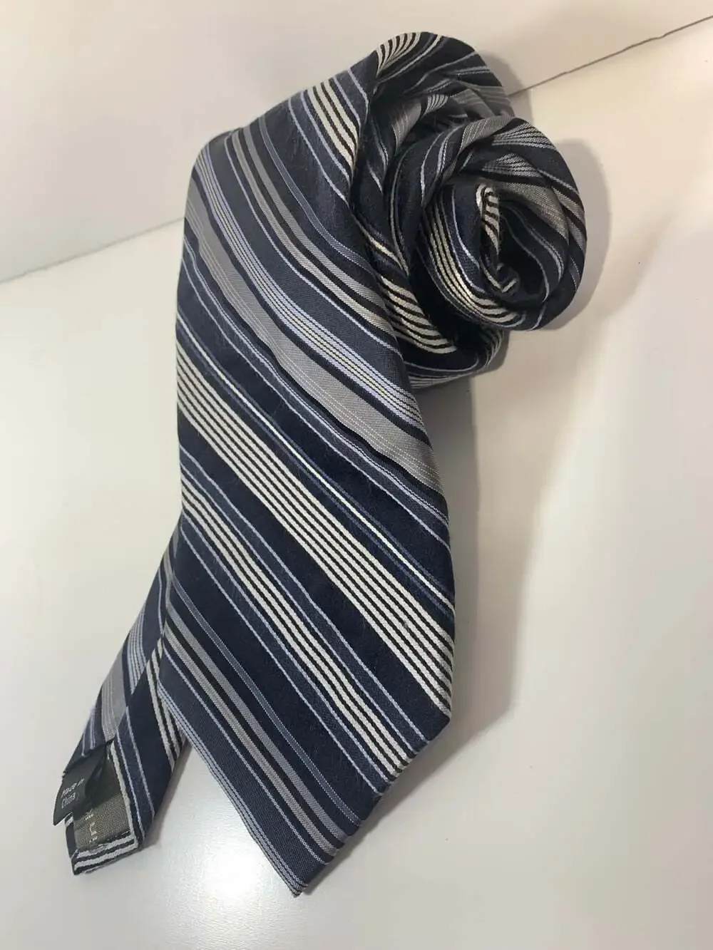 Blue , silver striped Calvin Klein Rep Tie Silk vintage